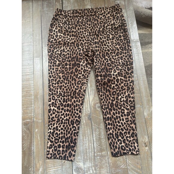 Michael Kors Women's Leopard Polyester Stretch Ankle Pants Size P/L - Picture 1 of 5